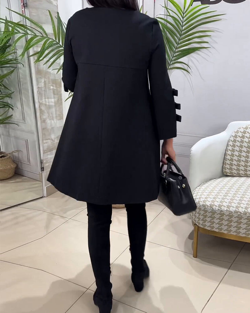 Damen A-Linien Kleid mit Dreiviertelärmeln und Stiefeln-Luzern Mode