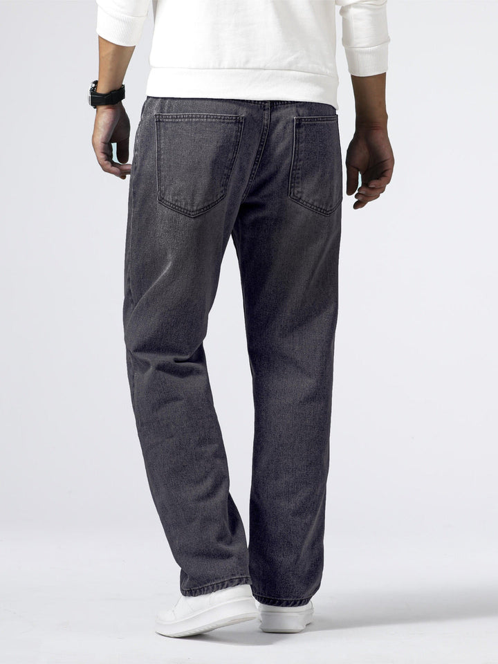 Herrenjeans | Reguläre Passform | Robust | Baumwolle | Knopf | Reißverschluss | Gewaschen-Luzern Mode