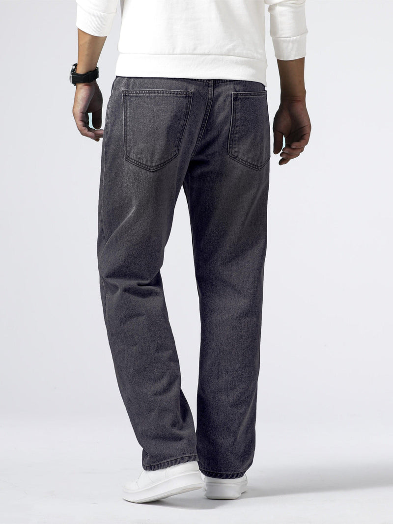 Herrenjeans | Reguläre Passform | Robust | Baumwolle | Knopf | Reißverschluss | Gewaschen-Luzern Mode