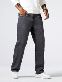 Herrenjeans | Reguläre Passform | Robust | Baumwolle | Knopf | Reißverschluss | Gewaschen-Dunkelgrau-S-Luzern Mode