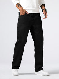 Herrenjeans | Reguläre Passform | Robust | Baumwolle | Knopf | Reißverschluss | Gewaschen-Schwarz-S-Luzern Mode
