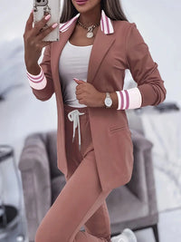 Damen Anzug Set Sportlich Elegant Business Freizeit Look-Rosa-M-Luzern Mode