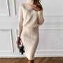 Damen Strickkleid mit Rollkragen und Langarm Design-Beige-S-Luzern Mode