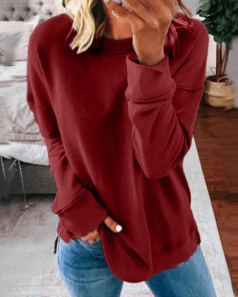 Gemütlicher Damenpullover für Herbst und Wintermode-Bordeaux-XS-Luzern Mode