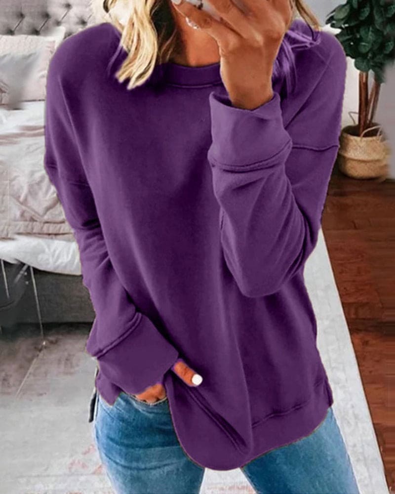 Gemütlicher Damenpullover für Herbst und Wintermode-Lila-XS-Luzern Mode