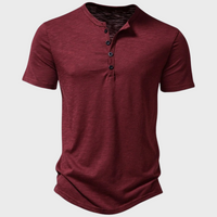 Herren T-Shirt mit V-Ausschnitt - Bequemes Basic Oberteil-Bordeauxrot-S-Luzern Mode