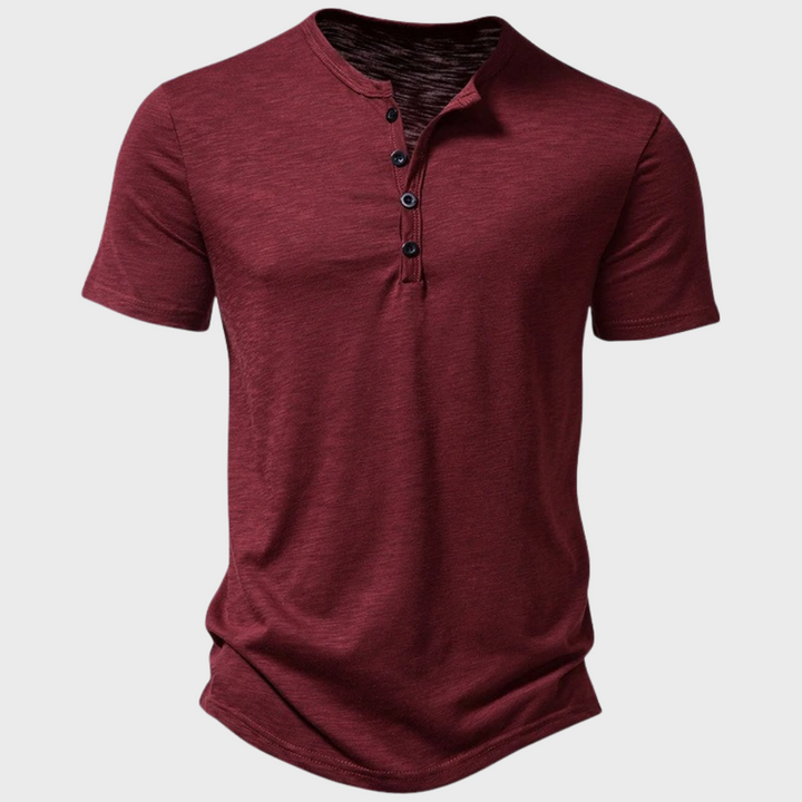 Herren T-Shirt mit V-Ausschnitt - Bequemes Basic Oberteil-Bordeauxrot-S-Luzern Mode