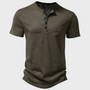 Herren T-Shirt mit V-Ausschnitt - Bequemes Basic Oberteil-Grün-S-Luzern Mode