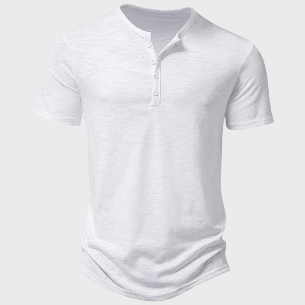 Herren T-Shirt mit V-Ausschnitt - Bequemes Basic Oberteil-Weiß-S-Luzern Mode