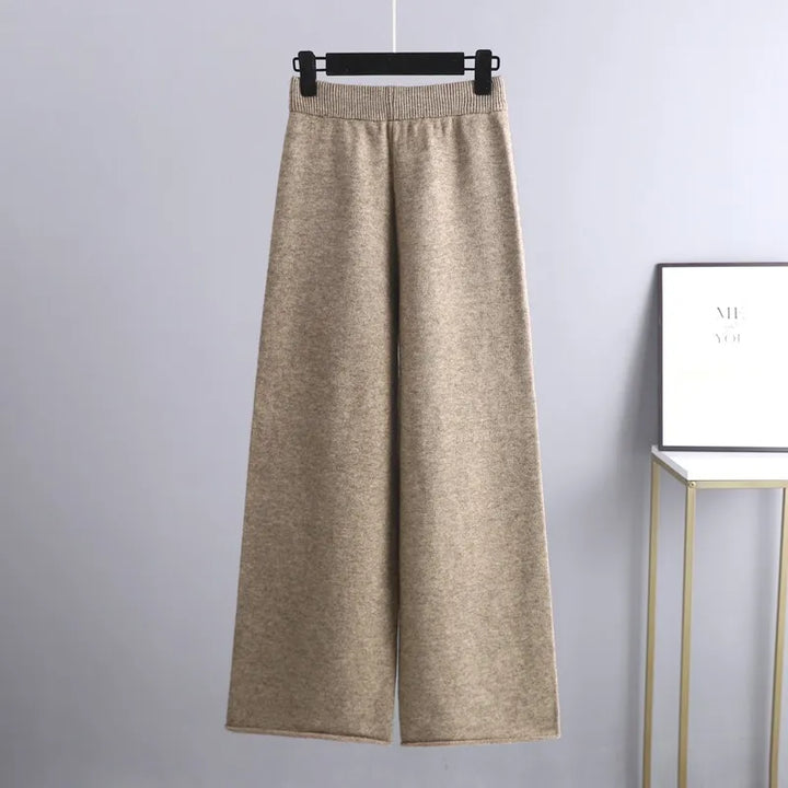 Damen Strickhose Weit Bein Elastisch Komfortabel-Luzern Mode