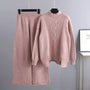Damen Strickhose Weit Bein Elastisch Komfortabel-Rosa-One Size-Luzern Mode