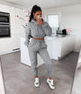 Damen Jogginganzug Set Kapuzenpullover und Jogginghose-Grau-S-Luzern Mode