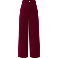 Damen Cordhose mit Hoher Taille und Weitem Bein-Bordeaux-XS-Luzern Mode
