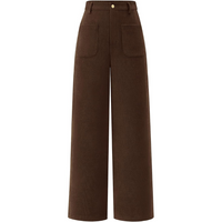 Damen Cordhose mit Hoher Taille und Weitem Bein-Kaffee-XS-Luzern Mode