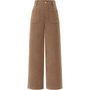 Damen Cordhose mit Hoher Taille und Weitem Bein-Khaki-XS-Luzern Mode