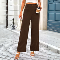 Damen Cordhose mit Hoher Taille und Weitem Bein-Luzern Mode