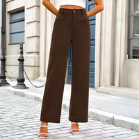 Damen Cordhose mit Hoher Taille und Weitem Bein-Luzern Mode