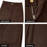 Damen Cordhose mit Hoher Taille und Weitem Bein-Luzern Mode