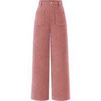 Damen Cordhose mit Hoher Taille und Weitem Bein-Rosa-XS-Luzern Mode