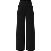 Damen Cordhose mit Hoher Taille und Weitem Bein-Schwarz-XS-Luzern Mode