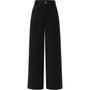 Damen Cordhose mit Hoher Taille und Weitem Bein-Schwarz-XS-Luzern Mode