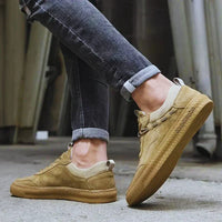 Herren Wildleder Sneaker mit Komfortsohle für Alltag-Khaki-38-Luzern Mode