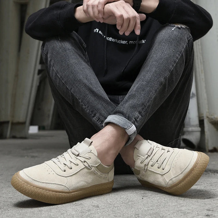 Herren Wildleder Sneaker mit Komfortsohle für Alltag-Sand-38-Luzern Mode