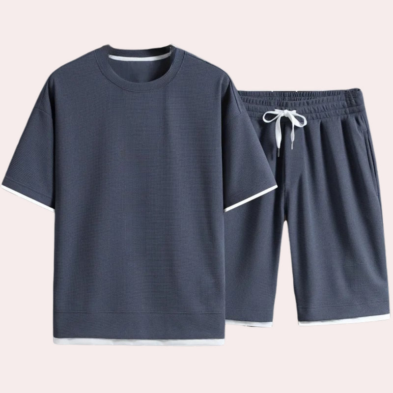 Herren Sport T-Shirt Atmungsaktiv Fitness Laufshirt-Grau-S-Luzern Mode
