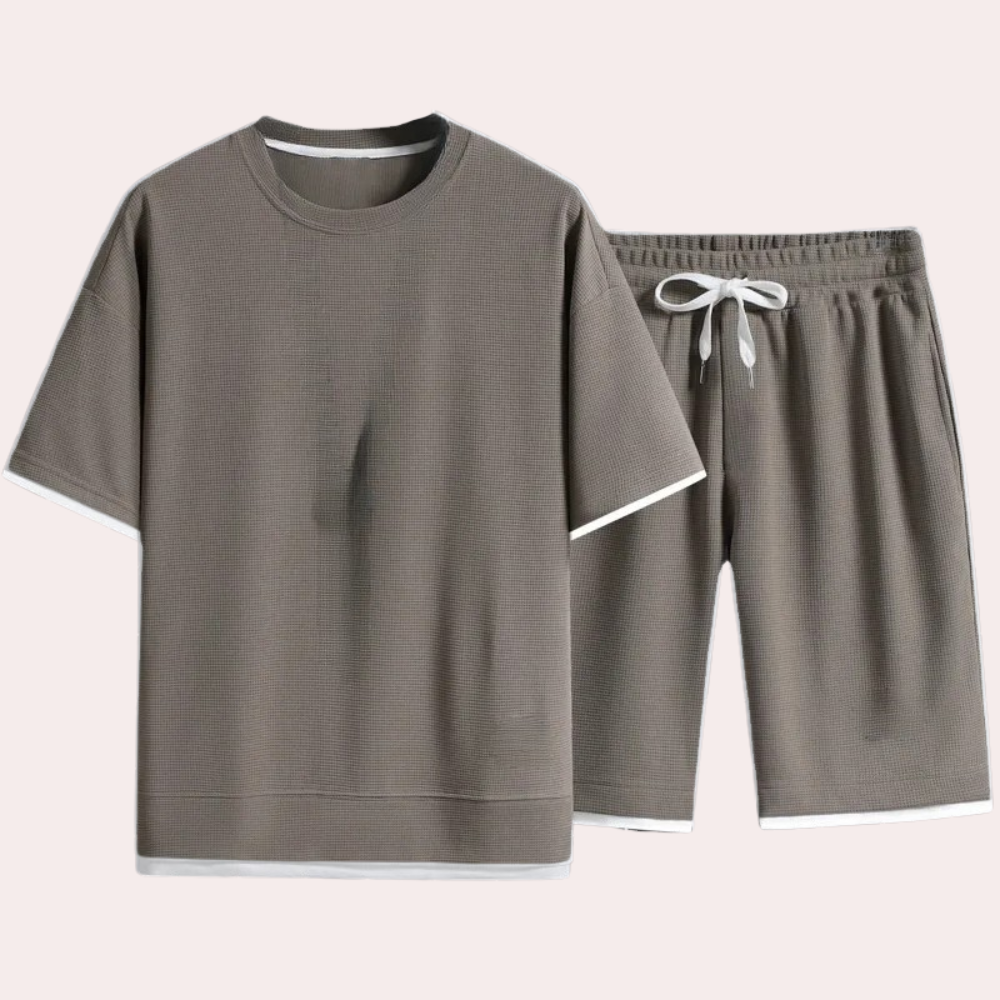 Herren Sport T-Shirt Atmungsaktiv Fitness Laufshirt-Khaki-S-Luzern Mode