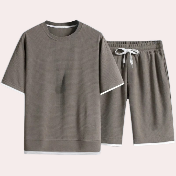 Herren Sport T-Shirt Atmungsaktiv Fitness Laufshirt-Khaki-S-Luzern Mode