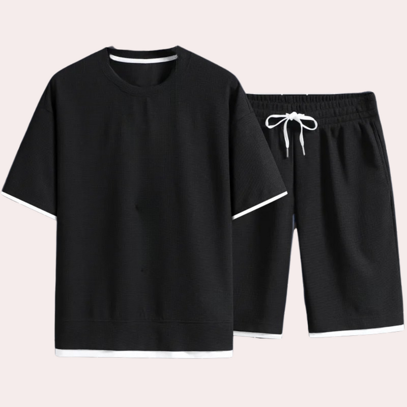 Herren Sport T-Shirt Atmungsaktiv Fitness Laufshirt-Schwarz-S-Luzern Mode