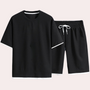 Herren Sport T-Shirt Atmungsaktiv Fitness Laufshirt-Schwarz-S-Luzern Mode