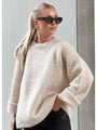 Oversized Strickpullover Damen - Kuscheliger Winterpullover-Aprikose-S-Luzern Mode