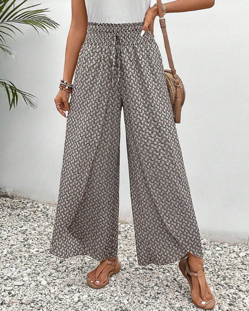 Damenhose mit hohem Bund & geometrischem Muster – Sapphira