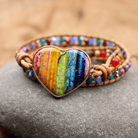 Wickelarmband | Herz Jaspis Boho Chakra Heilend Stilvoll Handgefertigt-Luzern Mode