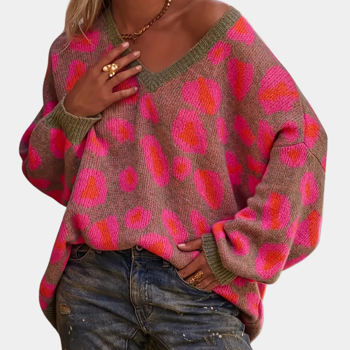 Leopardenmuster Pullover Damen - Modischer Strickpullover-Luzern Mode