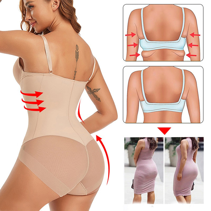 Schlankmachender Bodysuit | Nahtlos | Einfarbig | V-Ausschnitt | Hebeeffekt-Luzern Mode
