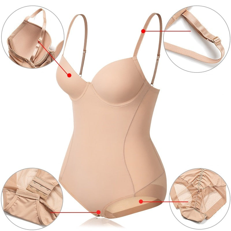 Schlankmachender Bodysuit | Nahtlos | Einfarbig | V-Ausschnitt | Hebeeffekt-Luzern Mode