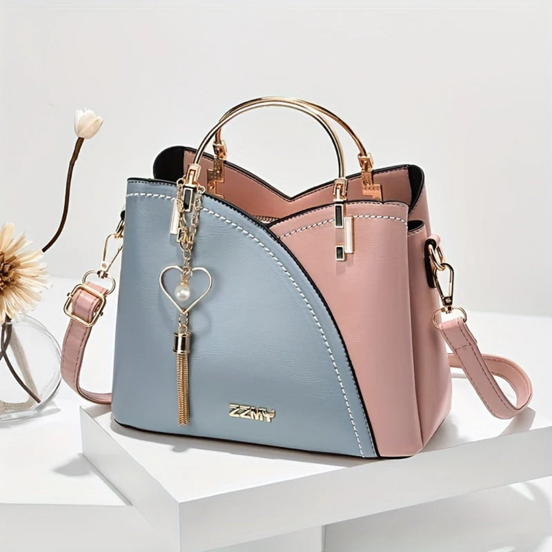 Luxuriöse Damenhandtasche mit abnehmbarem Schulterriemen-Hellblau-Luzern Mode