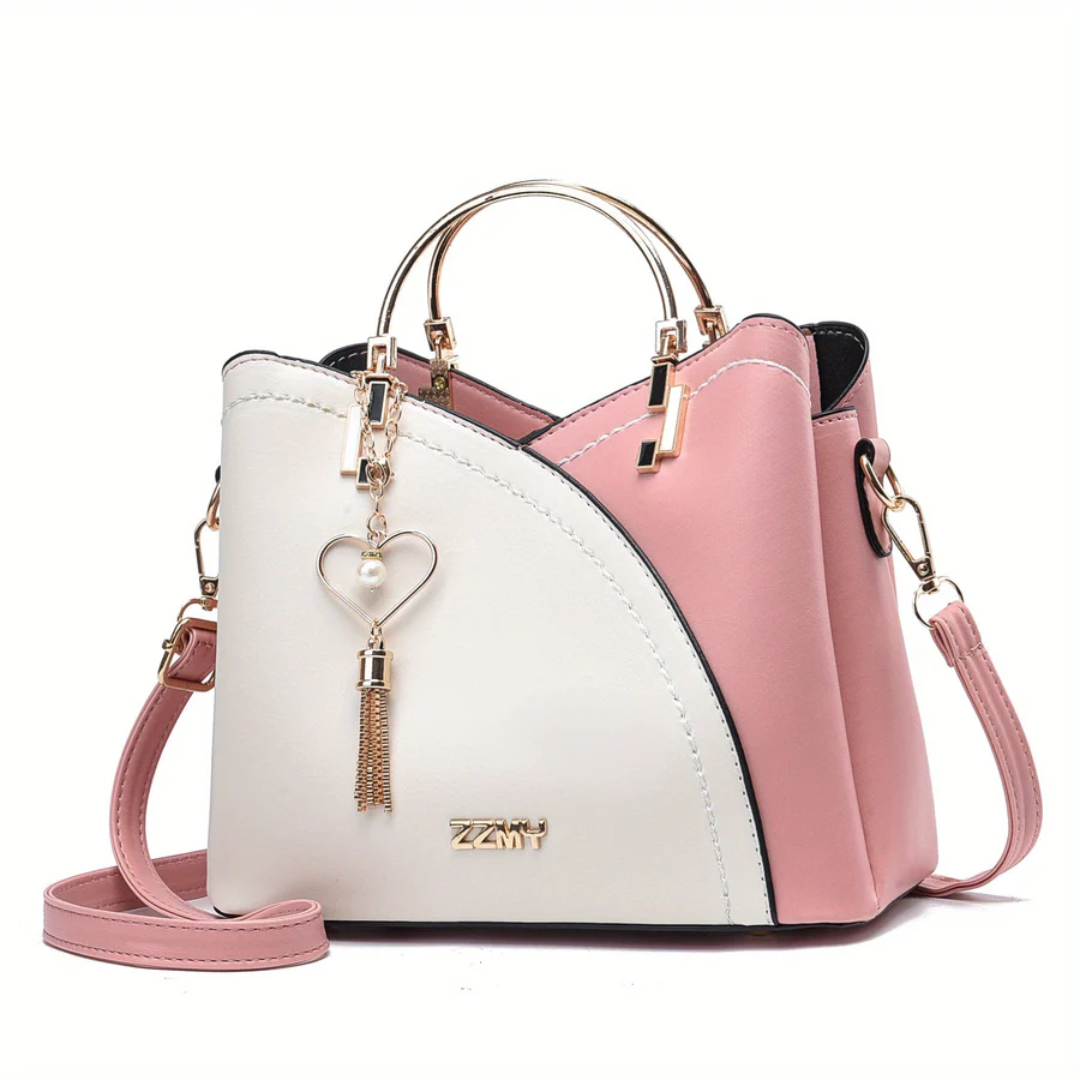 Luxuriöse Damenhandtasche mit abnehmbarem Schulterriemen-Rosa-Weiß-Luzern Mode