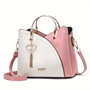 Luxuriöse Damenhandtasche mit abnehmbarem Schulterriemen-Rosa-Weiß-Luzern Mode