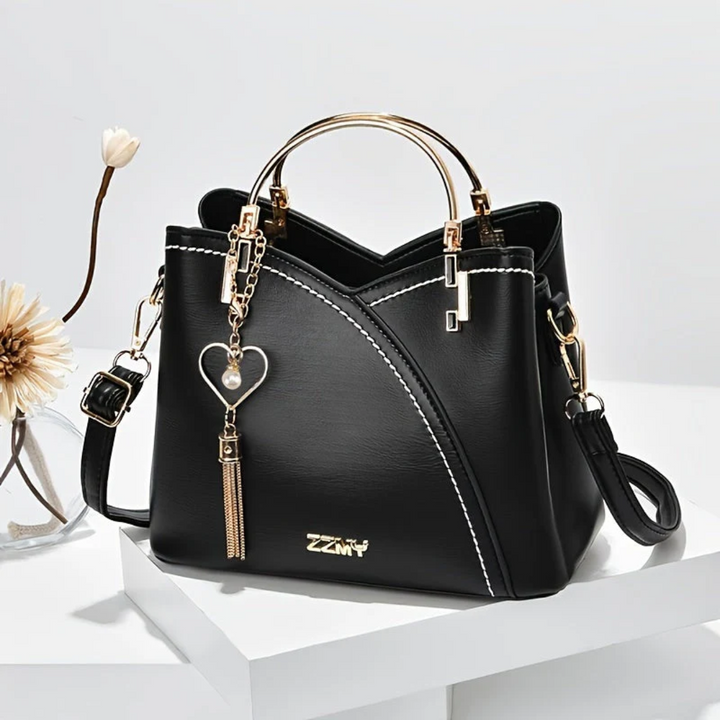 Luxuriöse Damenhandtasche mit abnehmbarem Schulterriemen-Schwarz-1-Luzern Mode