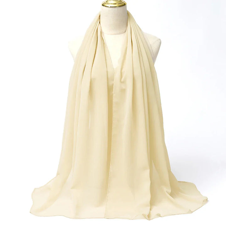 Hijab | Chiffon | Einfarbig | Leicht | Atmungsaktiv | Einheitsgröße-Creme-Luzern Mode