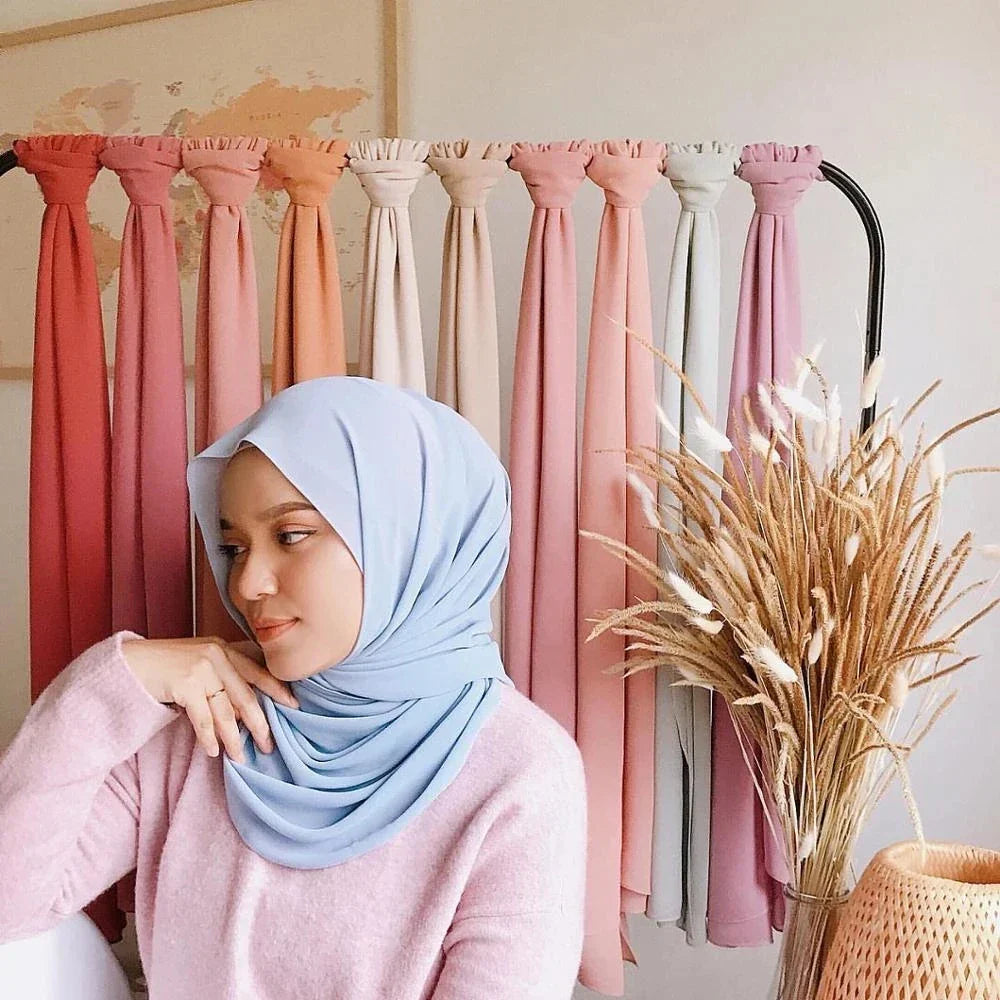 Hijab | Chiffon | Einfarbig | Leicht | Atmungsaktiv | Einheitsgröße-Luzern Mode