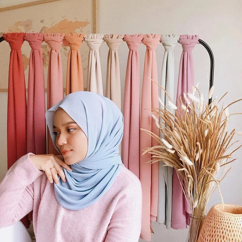 Hijab | Chiffon | Einfarbig | Leicht | Atmungsaktiv | Einheitsgröße-Luzern Mode