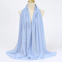 Hijab | Chiffon | Einfarbig | Leicht | Atmungsaktiv | Einheitsgröße-Hellblau-Luzern Mode