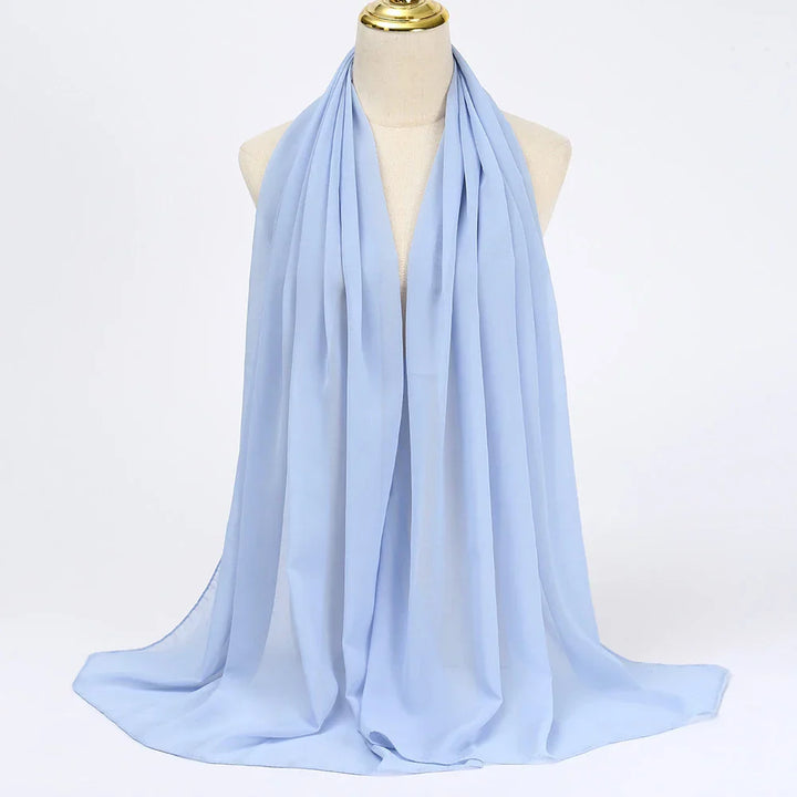 Hijab | Chiffon | Einfarbig | Leicht | Atmungsaktiv | Einheitsgröße-Hellblau-Luzern Mode