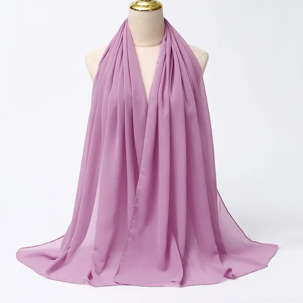 Hijab | Chiffon | Einfarbig | Leicht | Atmungsaktiv | Einheitsgröße-Lila-Luzern Mode