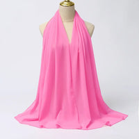 Hijab | Chiffon | Einfarbig | Leicht | Atmungsaktiv | Einheitsgröße-Rosa-Luzern Mode