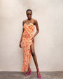 Chiffon-Maxikleid mit Rüschen und gekreuztem Ausschnitt – Elenna